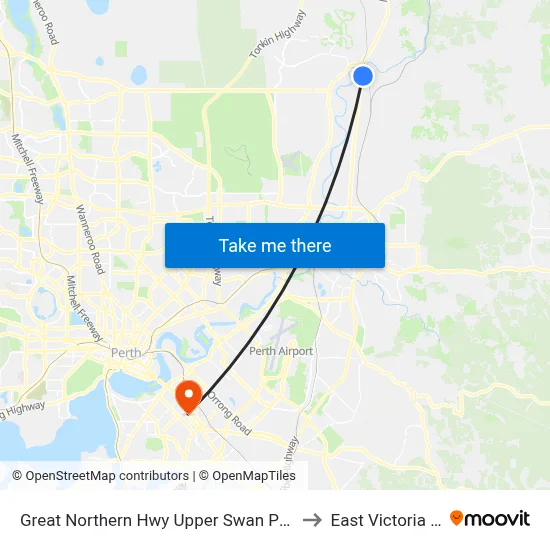 Great Northern Hwy Upper Swan Primary S1 to East Victoria Park map