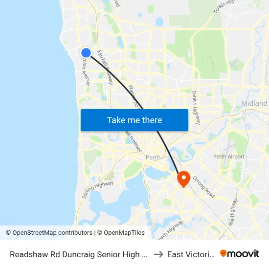 Readshaw Rd Duncraig Senior High School Stand 4 to East Victoria Park map