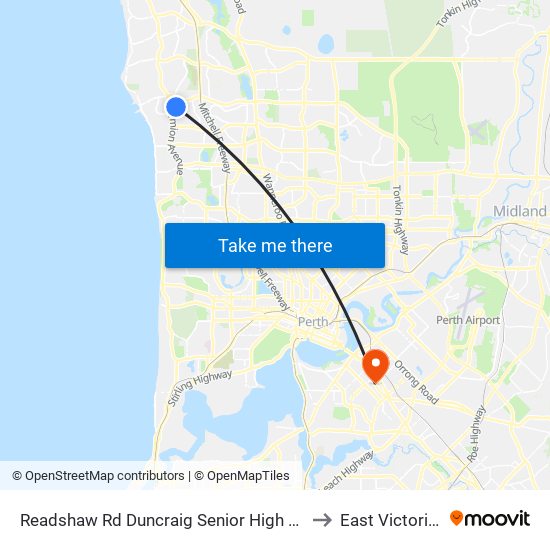 Readshaw Rd Duncraig Senior High School Stand 3 to East Victoria Park map