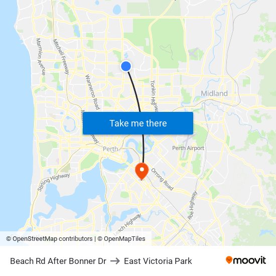 Beach Rd After Bonner Dr to East Victoria Park map