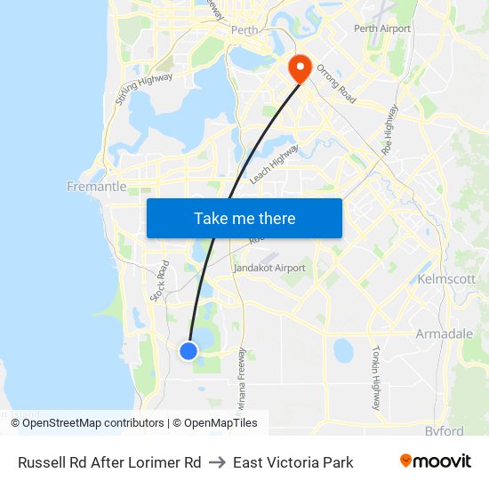 Russell Rd After Lorimer Rd to East Victoria Park map