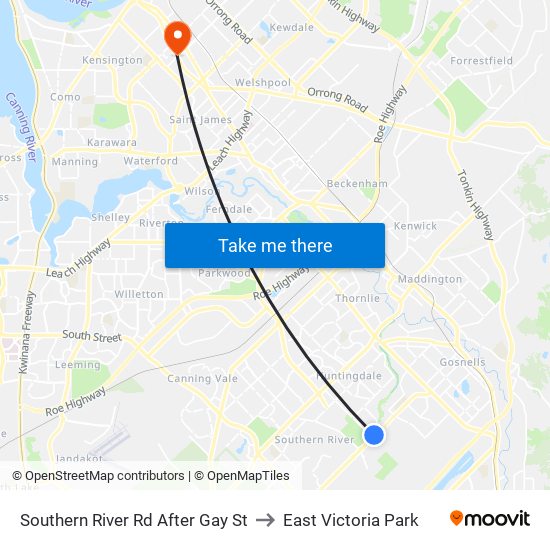 Southern River Rd After Gay St to East Victoria Park map