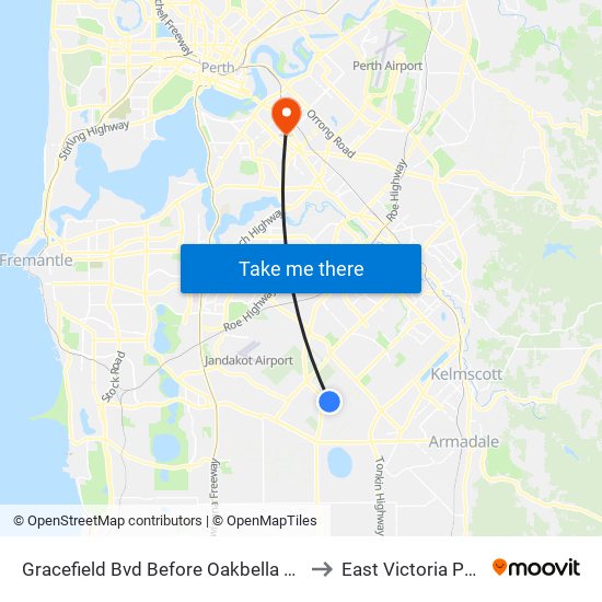 Gracefield Bvd Before Oakbella Pde to East Victoria Park map