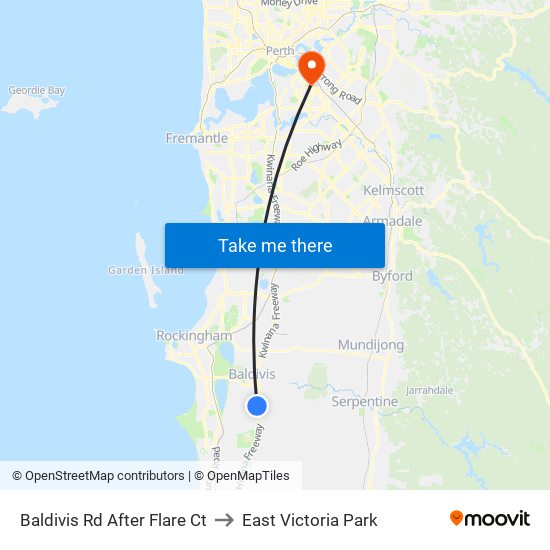 Baldivis Rd After Flare Ct to East Victoria Park map