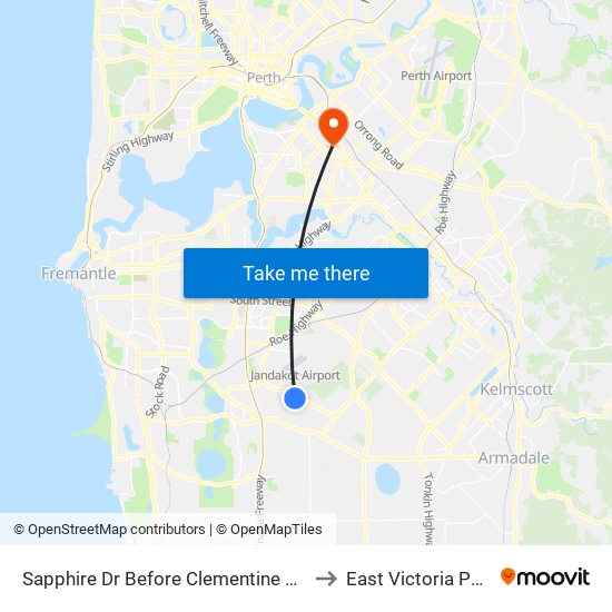 Sapphire Dr Before Clementine Bvd to East Victoria Park map