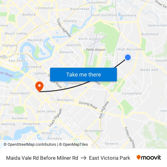 Maida Vale Rd Before Milner Rd to East Victoria Park map