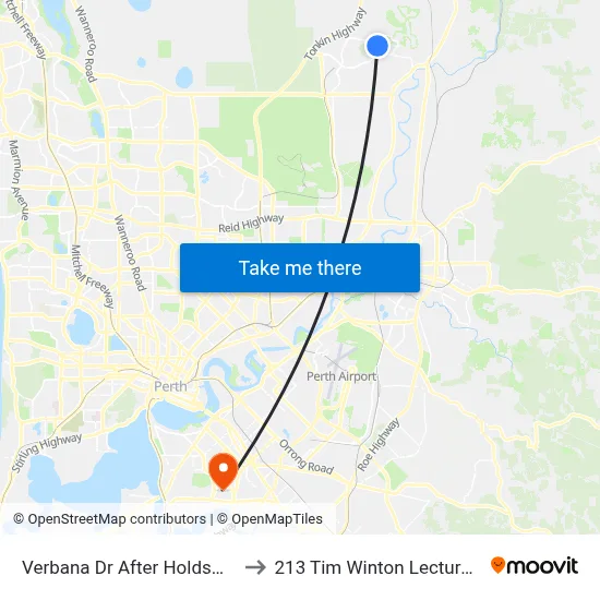 Verbana Dr After Holdsworth Ave to 213 Tim Winton Lecture Theatre map