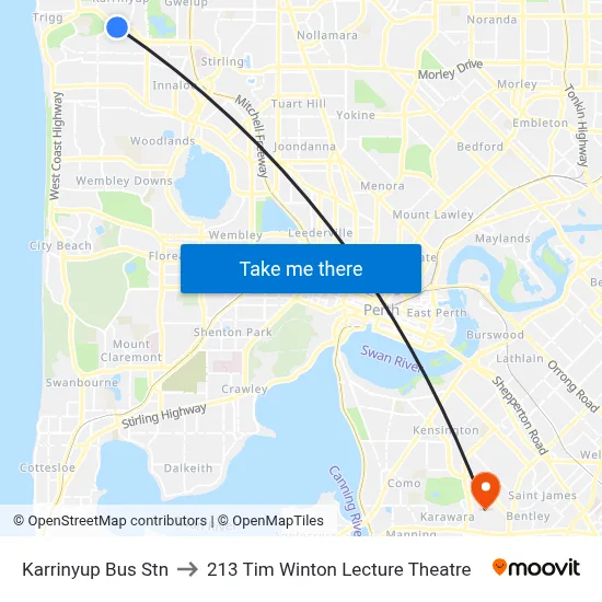 Karrinyup Bus Stn to 213 Tim Winton Lecture Theatre map
