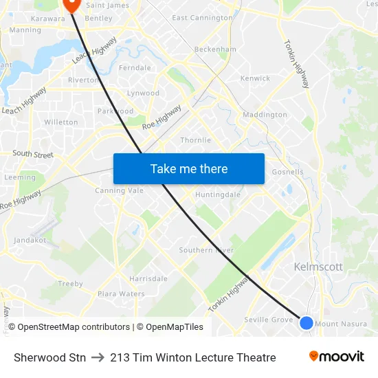 Sherwood Stn to 213 Tim Winton Lecture Theatre map