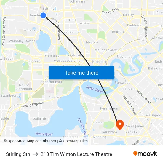 Stirling Stn to 213 Tim Winton Lecture Theatre map