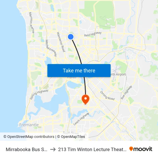 Mirrabooka Bus Stn to 213 Tim Winton Lecture Theatre map
