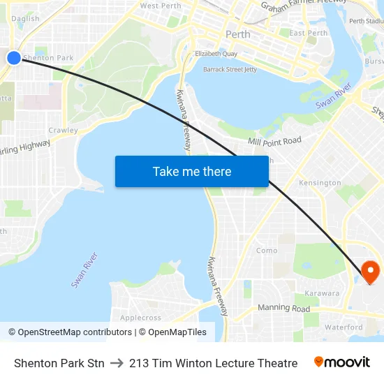 Shenton Park Stn to 213 Tim Winton Lecture Theatre map
