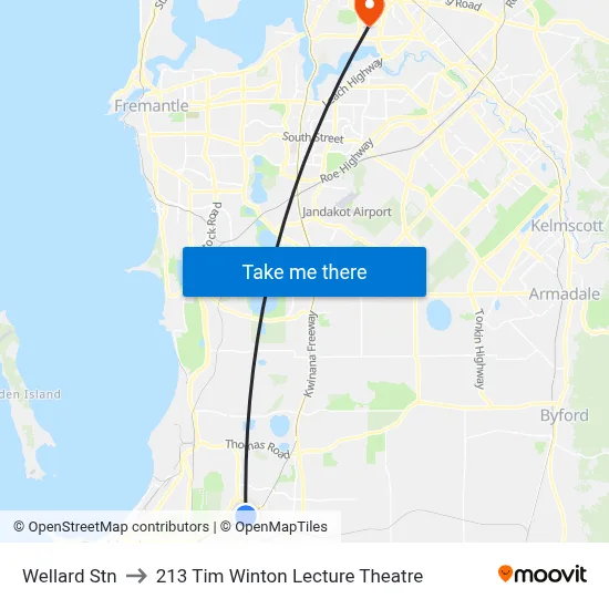 Wellard Stn to 213 Tim Winton Lecture Theatre map