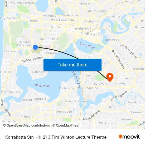 Karrakatta Stn to 213 Tim Winton Lecture Theatre map