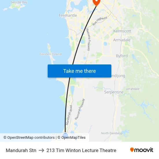 Mandurah Stn to 213 Tim Winton Lecture Theatre map