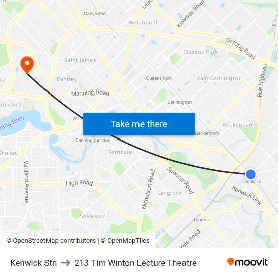 Kenwick Stn to 213 Tim Winton Lecture Theatre map