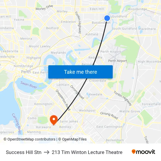 Success Hill Stn to 213 Tim Winton Lecture Theatre map