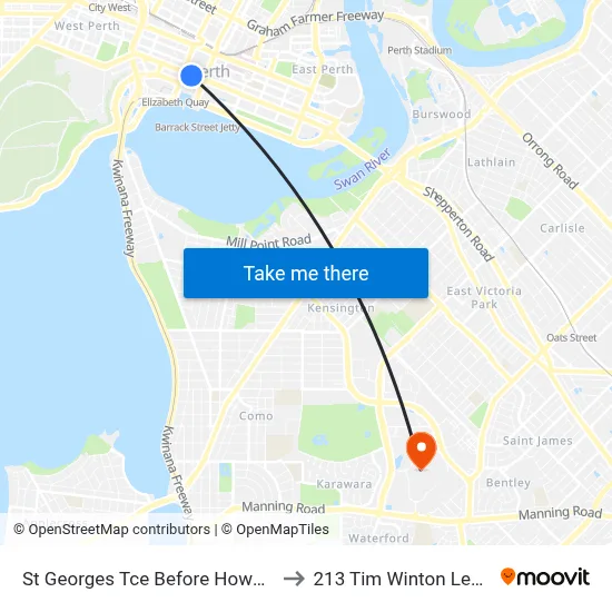St Georges Tce Before Howard St Westbound to 213 Tim Winton Lecture Theatre map