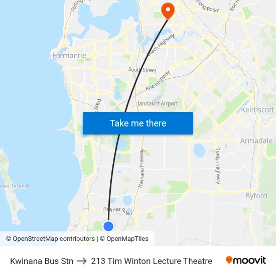 Kwinana Bus Stn to 213 Tim Winton Lecture Theatre map