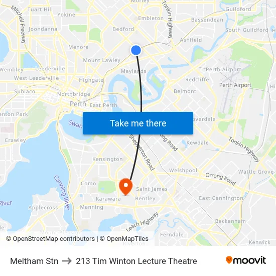 Meltham Stn to 213 Tim Winton Lecture Theatre map