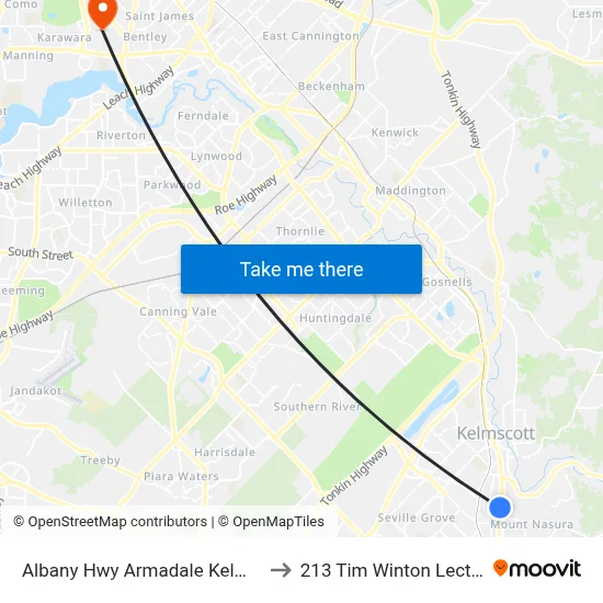 Albany Hwy Armadale Kelmscott Hospital to 213 Tim Winton Lecture Theatre map