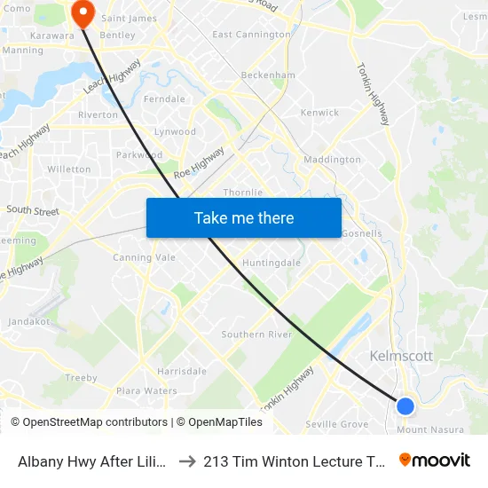 Albany Hwy After Lilian Av to 213 Tim Winton Lecture Theatre map