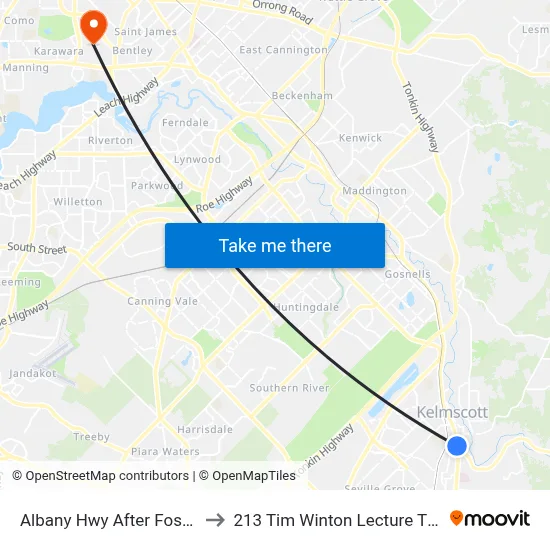 Albany Hwy After Foster Rd to 213 Tim Winton Lecture Theatre map