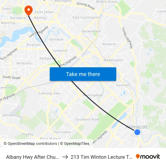 Albany Hwy After Church St to 213 Tim Winton Lecture Theatre map