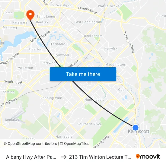 Albany Hwy After Page Rd to 213 Tim Winton Lecture Theatre map