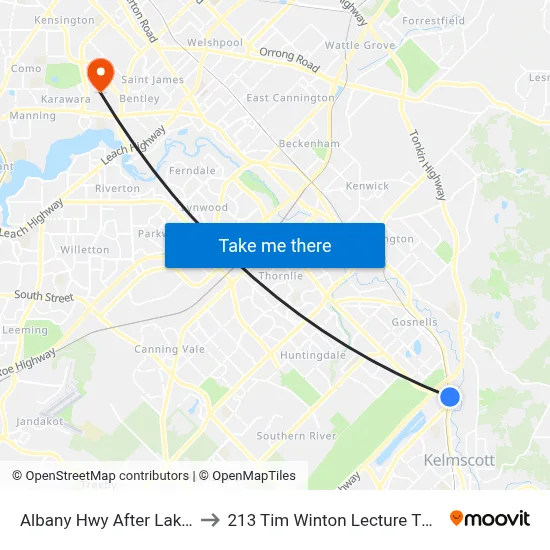 Albany Hwy After Lake Rd to 213 Tim Winton Lecture Theatre map