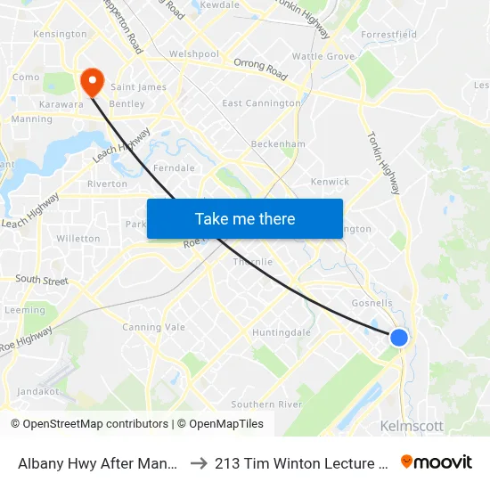 Albany Hwy After Manning Av to 213 Tim Winton Lecture Theatre map
