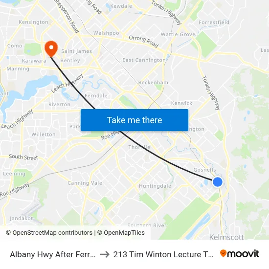 Albany Hwy After Ferres Dr to 213 Tim Winton Lecture Theatre map