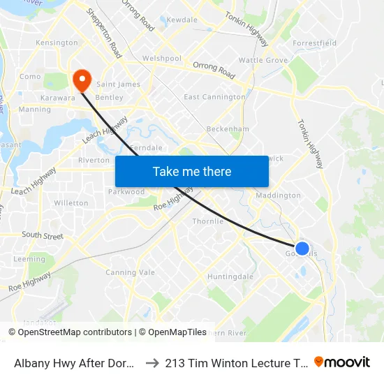 Albany Hwy After Dorothy St to 213 Tim Winton Lecture Theatre map