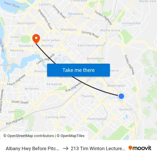 Albany Hwy Before Pitchford Av to 213 Tim Winton Lecture Theatre map