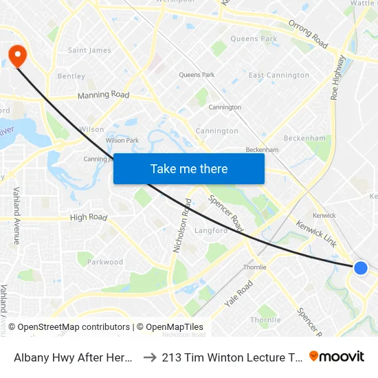 Albany Hwy After Herbert St to 213 Tim Winton Lecture Theatre map