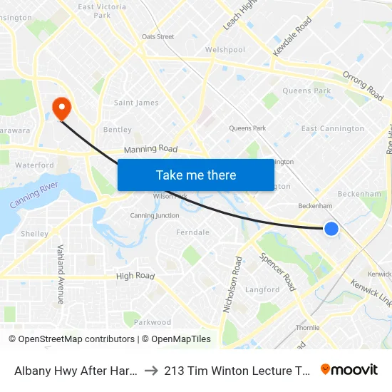 Albany Hwy After Harris St to 213 Tim Winton Lecture Theatre map