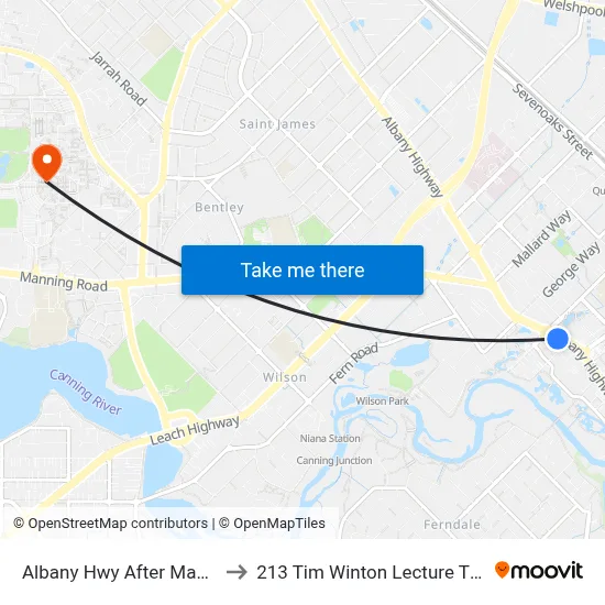 Albany Hwy After Mason St to 213 Tim Winton Lecture Theatre map
