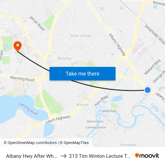 Albany Hwy After Wharf St to 213 Tim Winton Lecture Theatre map