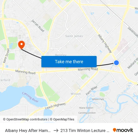 Albany Hwy After Hamilton St to 213 Tim Winton Lecture Theatre map