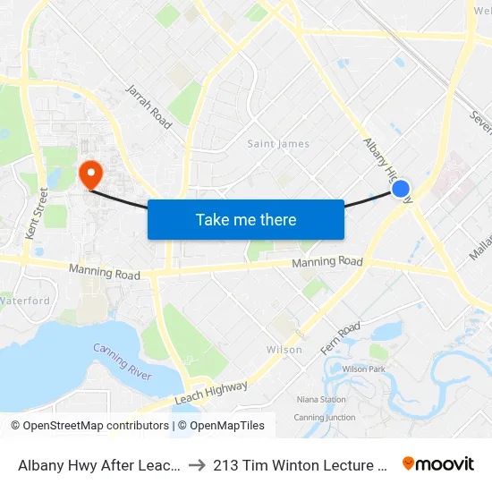 Albany Hwy After Leach Hwy to 213 Tim Winton Lecture Theatre map
