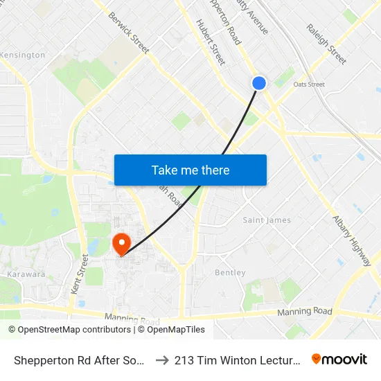 Shepperton Rd After Somerset St to 213 Tim Winton Lecture Theatre map