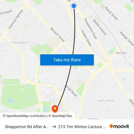 Shepperton Rd After Axon Av to 213 Tim Winton Lecture Theatre map