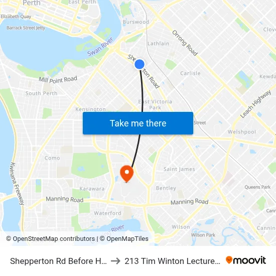 Shepperton Rd Before Harper St to 213 Tim Winton Lecture Theatre map