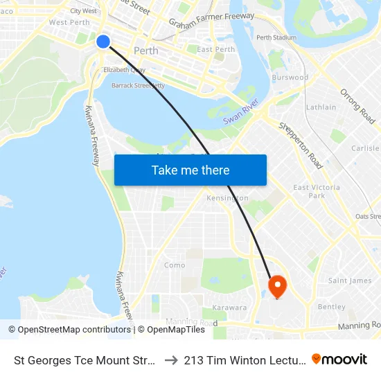 St Georges Tce Mount Street Cat Id 22 to 213 Tim Winton Lecture Theatre map