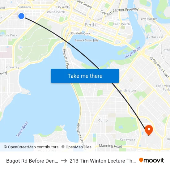 Bagot Rd Before Denis St to 213 Tim Winton Lecture Theatre map
