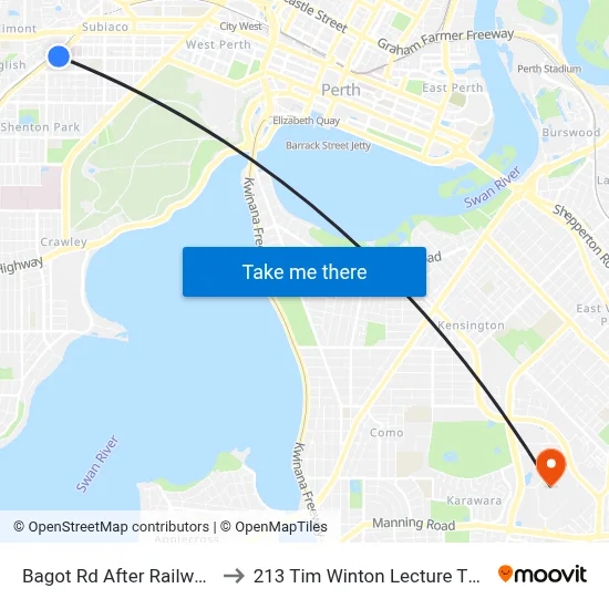 Bagot Rd After Railway Rd to 213 Tim Winton Lecture Theatre map