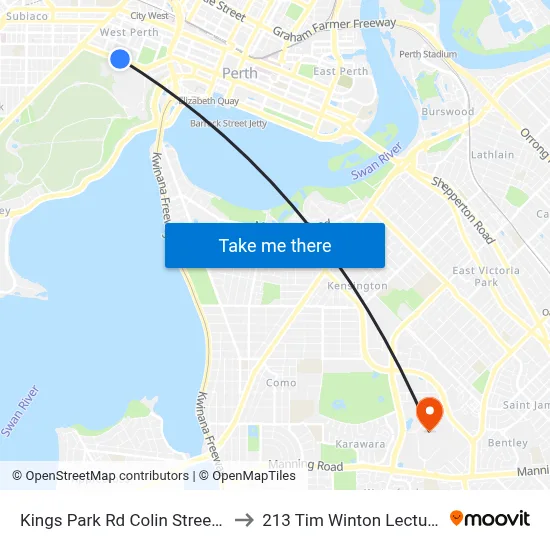 Kings Park Rd Colin Street Cat Id 142 to 213 Tim Winton Lecture Theatre map