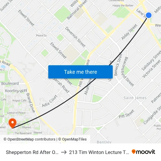 Shepperton Rd After Oats St to 213 Tim Winton Lecture Theatre map