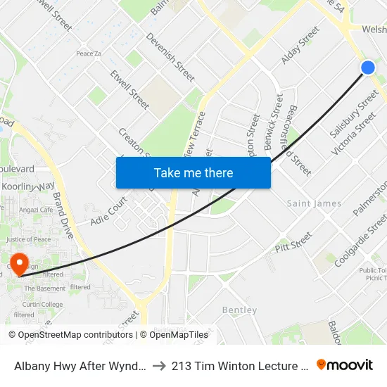 Albany Hwy After Wyndham St to 213 Tim Winton Lecture Theatre map