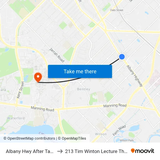 Albany Hwy After Tate St to 213 Tim Winton Lecture Theatre map